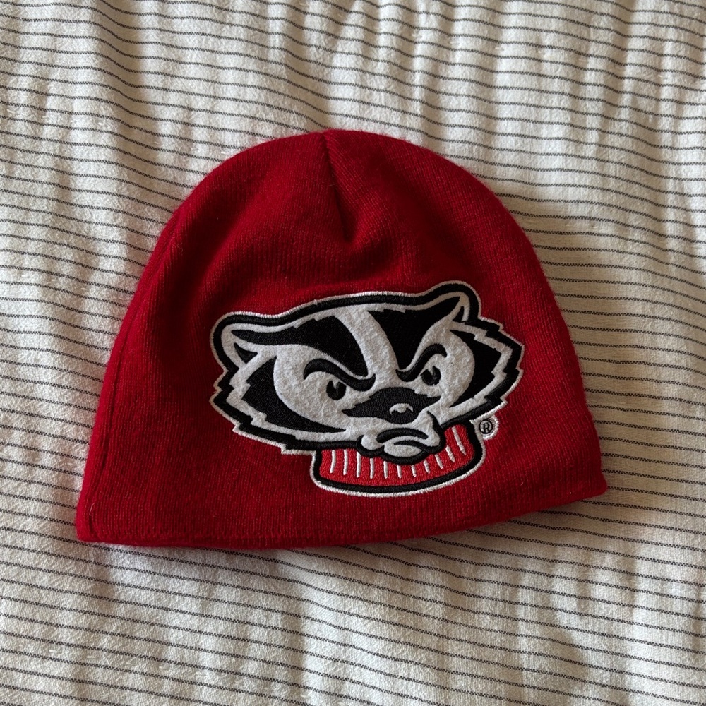 Kids Red Beanie with Mascot Design